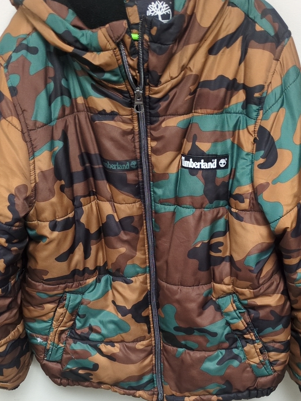 Timberland Kids Camouflage Puffer Jacket - Brown & Green